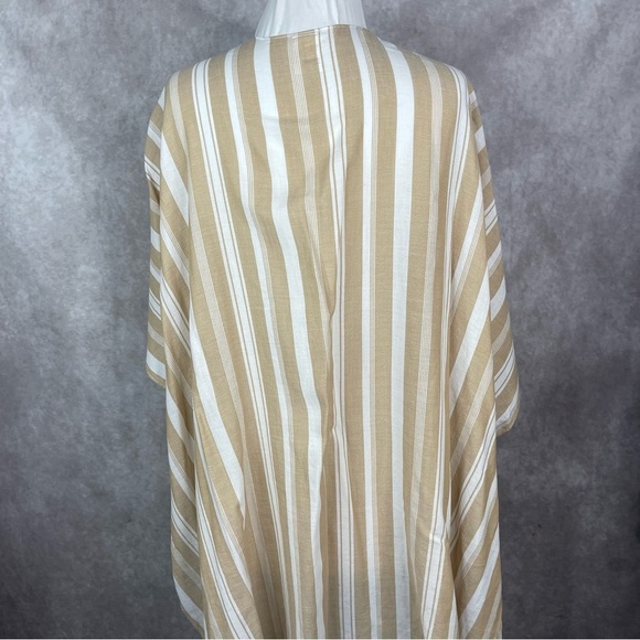 Duluth Striped Lightweight Poncho In Tan White Women's One Size - Picture 5 of 9